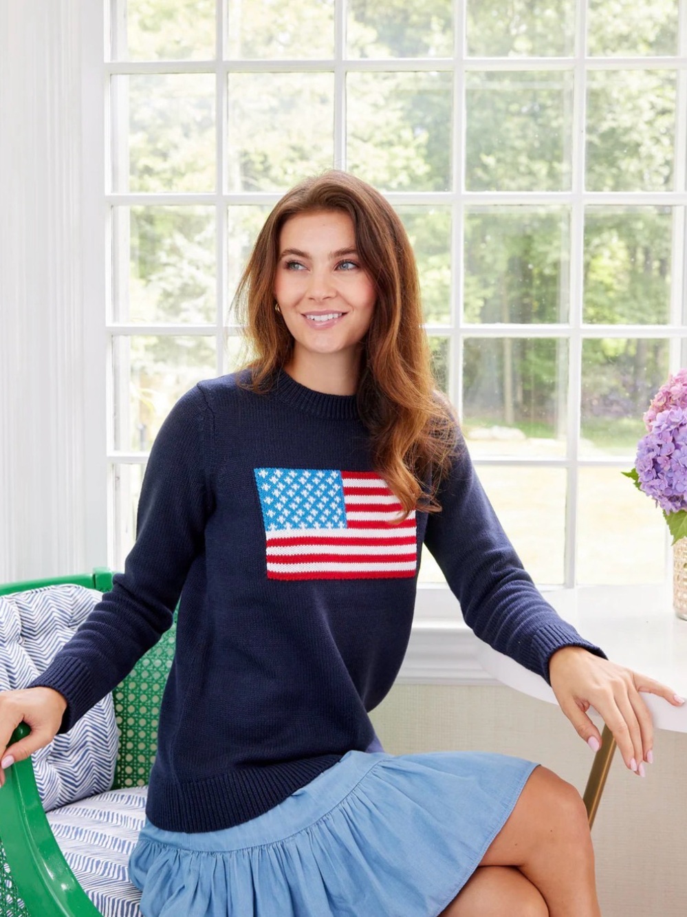 Sail to Sable American Flag Knit Sweater - Women NWT